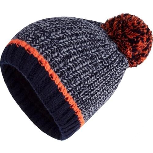 Winter Hat Teen Boy Girl Beanie Knit Pompom Fleece Warm Autumn Skiing Outdoor Head Accessory For Children