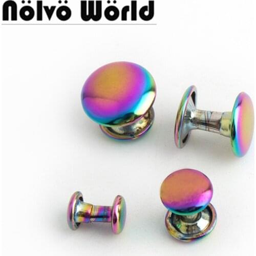 10-50pcs 4 sizes 6x6 8x8 10x9 12x9mm rainbow color metal studs for chains bag decoration solid rivets wholesale price