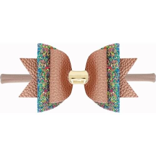 10Pcs Baby Nylon Headband Childrens Bow Headdress Champagne Color Headwear European And American Baby Girls Hair Accessories