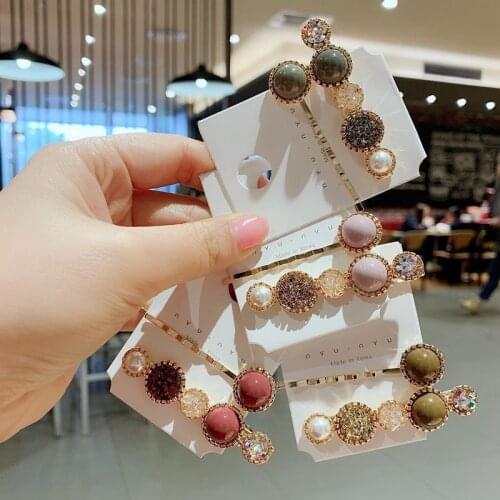 2pcs/set Women Hair Accessories Jewelry Korean Simulation Pearl Barrette Love Hearts Hair Clips for Girls Pink Hairpins