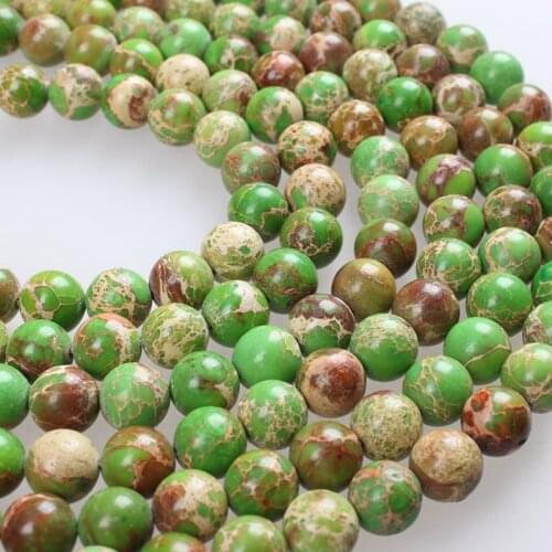 Natural Stone Beads Green Sea Sediment Jaspers Stone Round Loose Beads 4 6 8 10 12mm For Bracelets Necklace Diy Jewelry Making