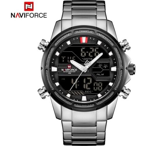 NAVIFORCE Top Brand Men Military Sport Watches Mens LED Analog Digital Watch Male Army Stainless Quartz Clock Relogio Masculino