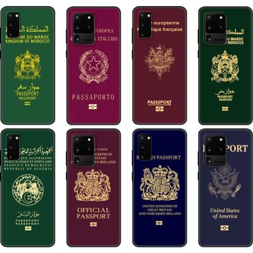 Black tpu Case For Samsung galaxy S20 /S20 PLUS/S20 ultra/S20+ /S20FE back cover Fashion Passport