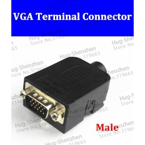 DB15 VGA male 3 Rows 15 Pin Plug Breakout Terminals Nut Type DIY Connector 10pcs/lot