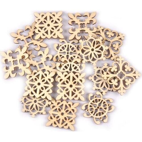 20Pcs Retro Flower Lace Pattern Wood Slices Decorations For Wooden Crafts Scrapbooking DIY Home Decor Handmade Accessory M2208