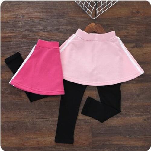 Korean Girl Childrens Garment 16 Autumn New Girl Baby Solid Color False 2 Pieces Culotte Underpant Leisure Time Long Pants
