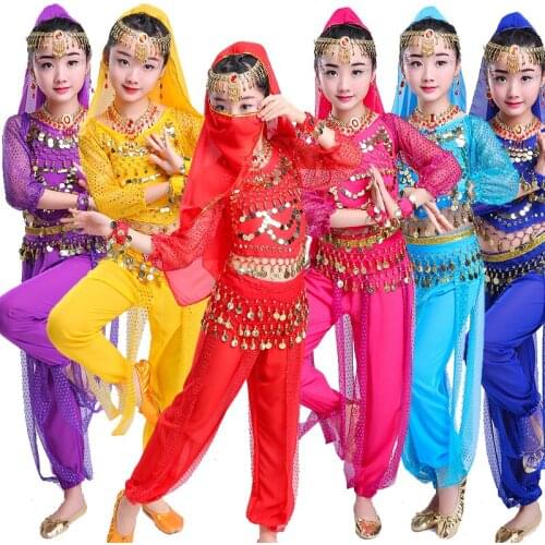 Kids Child Oriental Belly Dance Costume Belly Dance Dancer Clothes Bollywood Indian for Girl Women Adult Polyester a Class
