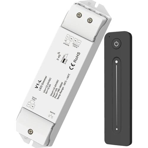 LED Strip Dimmer 12V 24V 15A Output PWM Wireless RF Switch ON OFF with 2.4G Dim Remote for 5050 3528 Single Color LED String