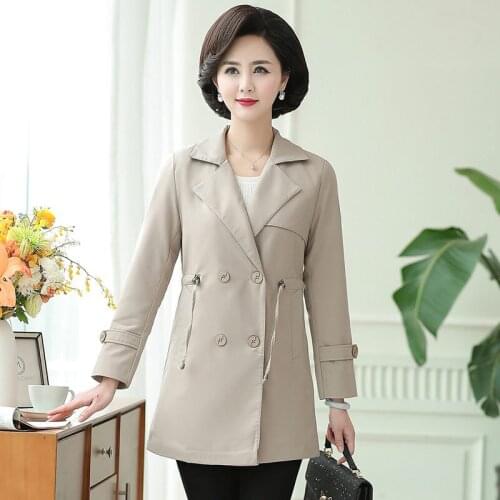 Notched Double Breasted Ladies Spring And Autumn Windbreaker Fashion 2021 New Mid-Length Suit Jacket Womens Clothing y1486