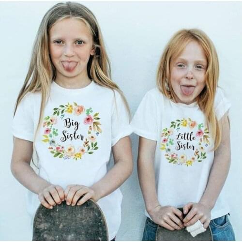 Big/little Sister Summer Kids Tshirt Toddler Girl Sisters T-shirt Girls Fashion Short Sleeve Tees Children Funny Casual Tops