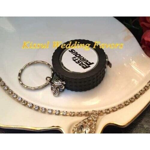 Quality Promise 2016 Special Wedding gift for guests of Fast and Furious Measuring Tape Tires Key chain wedding door favors