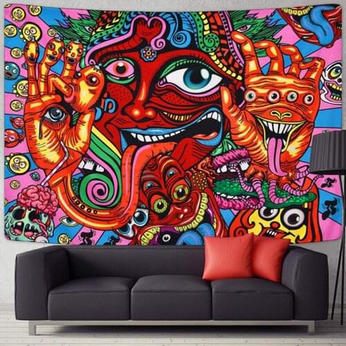 Hippie Tapestry Trippy Mushroom Psychedelic Background Cloth Background Wall Decoration Cloth Tapestry Home Art Deco Mural Tapes