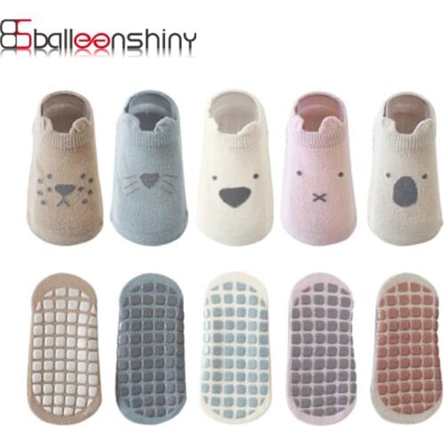 Balleenshiny Cotton Childrens Anti-slip Boat Socks For Boys Girl Low Cute Floor Kid Sock With Rubber Grips Newborn Calcetines