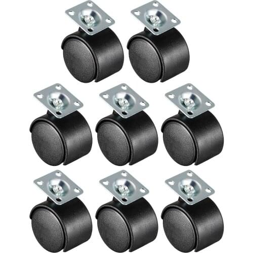 Uxcell Office Chair Casters Nylon Twin Wheel,Top Plate Mount Swivel 2inch no Brake 8 pcs
