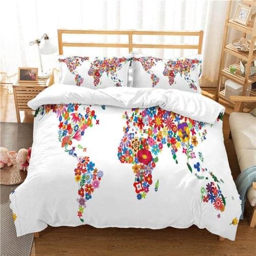 World Map Bedding Set Single Twin Full Queen King Size World Map Bed Set Childrens Kid Bedroom Duvetcover Sets 3D Full Print 08