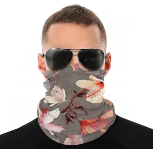 Coral Hibiscus Floral Hibiscus Scarves Neck Face Mask Halloween Tube Scarf Tubular Bandanas Protective Headband Cycling Hiking