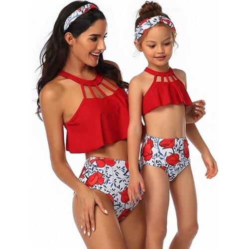 Mother and Daughter Mum and Kid Bikini Bathing Swimsuit Beachwear Mom and Daughter Swimwea Two Pieces Family Match Swimwear