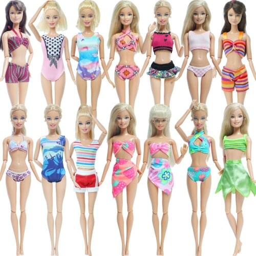 3 Pcs / Set Handmade Swimsuit Mixed Style Sexy Bikini Beach Bathing Swimwear Outfit Clothes For Barbie Doll Accessories Kids Toy