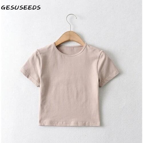 Summer o neck t shirt women casual shirts fashion short sleeve tees korean joggers women t shirt slim sports t shirt white beige