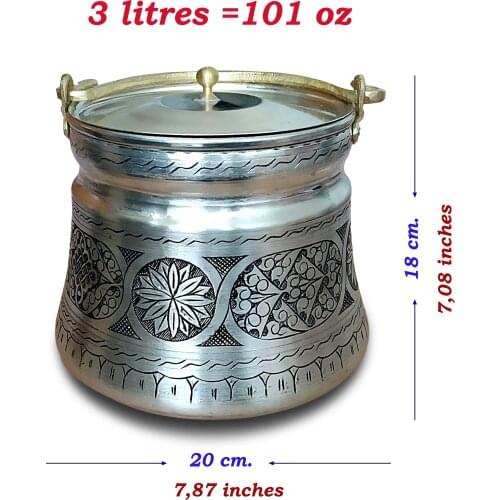 Handmade Copper Bucket with Lid and Brass Handle, Copper Yoghurt Bucket with Floral Engraving, make your own healthy yogurt