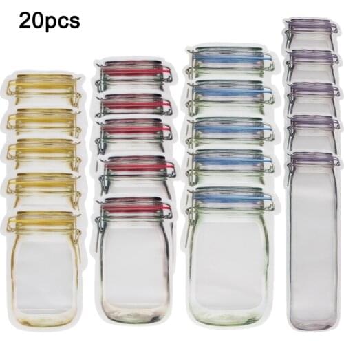 Reusable Mason Jar Bottles Bags Nuts Candy Cookies Bag Seal Fresh Food Storage Bag Snacks Zipper Sealed Kitchen Organizer