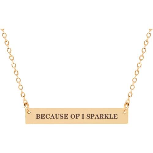 Fashion Inspirational Letters Engraved Horizontal Pendant Clavicle Necklace Statement Chain Inspirational Jewelry Women Gift
