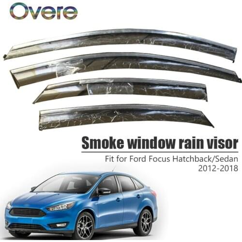 Overe 4Pcs/1Set Smoke Window Rain Visor For Ford Focus Hatchback/Sedan 2012-2016 2017 2018 Awnings Shelters Guard Accessories