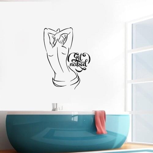 Get Naked Vinyl Wall Decal Sexy Woman Girl Wall Stickers for Bathroom Decor Bedroom Interior Decoration Stickers Mural C900