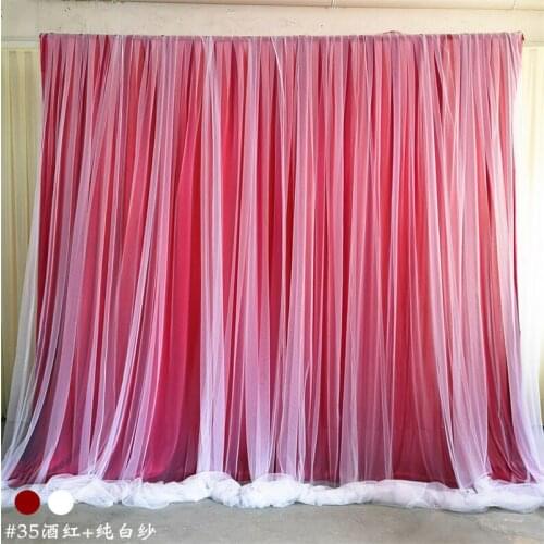 Wedding decoration romantic Ice silk stage curtains backdrop with organza wedding backdrops for birthday party banquet decor