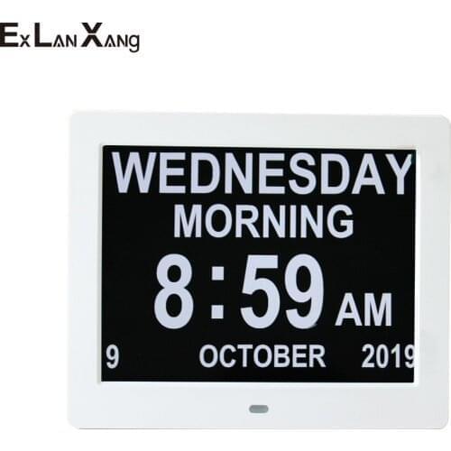 Christmas Gift 8 Inch Electronic LCD Big Character Old People Medicine Screen Reminder Alarm Digital Clock Photo Frame