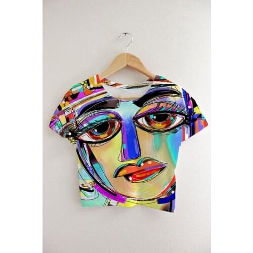 Custom Made Your Designs Sublimation Print Epitome of Cool Art Milk Silk Crop T-Shirt Tops