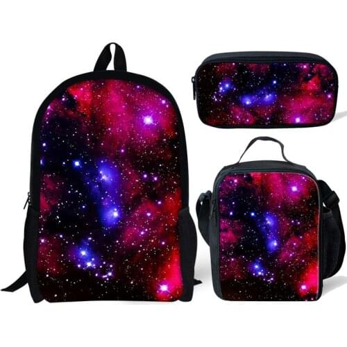2021 Galaxy 3D Print School Bag Set 3pcs/set for Teen Boys Girls Kids School Backpack Starry Sky Schoolbag Book Bags Satchel