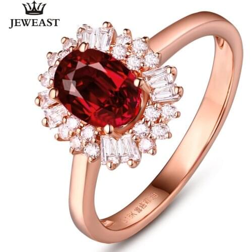 SLFD Natural ruby 18K Pure Gold 2020 New Hot Selling Top Ring Women Heart Shape Ring For Ladies Woman Genuine Jewelry