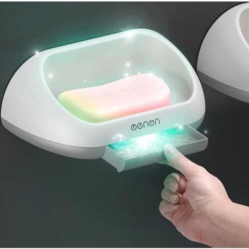 Portable Soap Dispenser Soap Leak-Proof Storage Box Wall-Mounted Bathroom Supplies Plastic Rack With Drain Tray Shower Rack