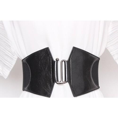 Womens runway fashion PU leather elastic Cummerbunds female Dress Corsets Waistband Belts decoration wide belt TB1384