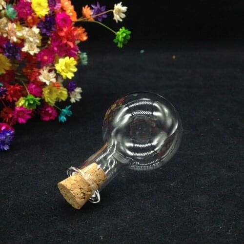 100sets/lot empty big round ball glass wishing bottle with cork Perfume essential oil bottle vial pendant jewelry findings charm