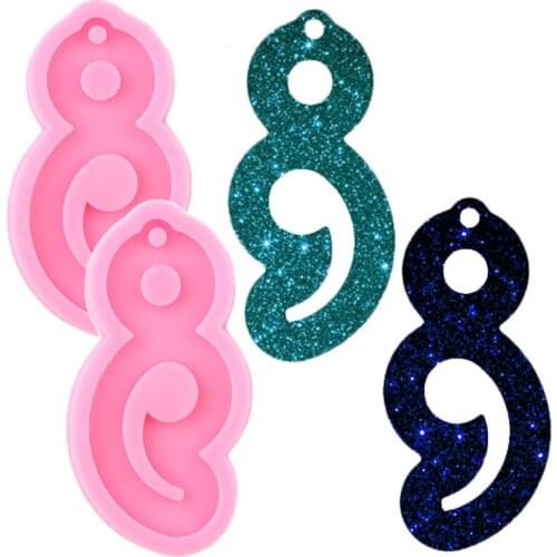 2 Pieces Semicolon Luggage Tag Keychain Mold Candy Clay Resin Molds Chocolate Cupcake Fondant Cake Topper Decorating Tools