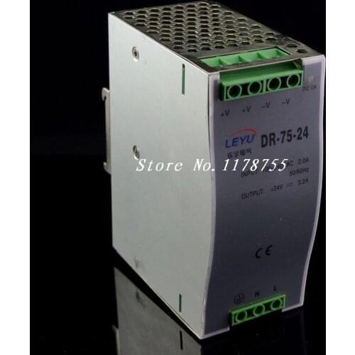 75W Din Rail Mounted 24VDC 3.2A Output Industrical Power Supply Supplier