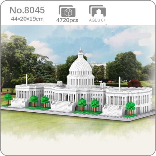 No.8045# World Architecture USA Capitol Congress Tree 3D Model Diamond Bricks Building Blocks Toy For Children Birthday Present