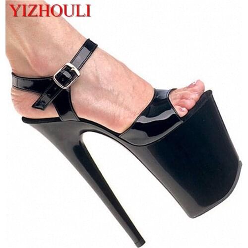8 inches.Stiletto sandals, open-toed womens 20cm platform shoes, models' stage sandals