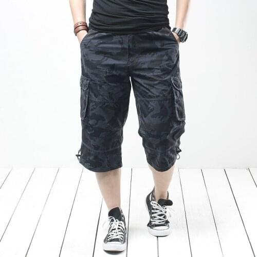 Summer Mens Baggy Multi Pocket Breeches Military Tactical Cargo Shorts Camouflage Straight Skateboard Shorts Plus Size X9138