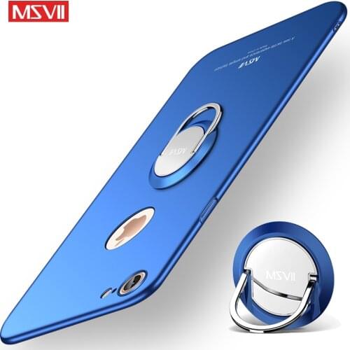 For iPhone 7 Plus Case MSVII Finger Ring Slim Frosted Case For iPhone 8 Plus Case Metal Car Magnetic Holder Cove For iPhone 7 8