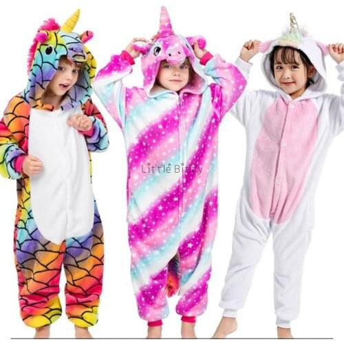 Kids Pajamas Flannel Animal Pegasus Cosplay Pyjamas For Boys Girls Winter Warm Children Sleepwear Onesies