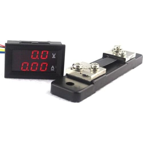 Dual Digital Voltmeter Ammeter DC 0-100V 50A 100A Current Amper Meter Voltage Tester Monitor Panel with Shunt