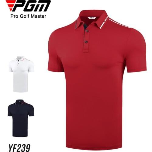 PGM 2020 Summer Quick dry Breathable Sportswear Mens Short Sleeve lapel Collar Golf T-shirt mens golf clothing tops M-2XL