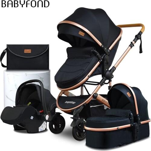 Belecoo high landscape baby stroller 3 in 1 Pram can sit reclining folding two-way shock-absorbing Child Cart
