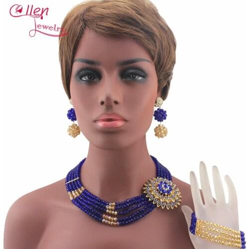 African style fashion necklace jewelry set Nigerian wedding bridal Crystal Beads Necklace Set African Beads Jewelry Set W13658