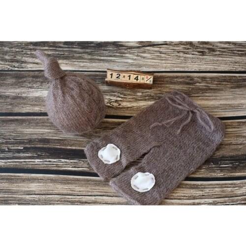 Newborn Boy Knot Bonnet Crochet Knitted Newborn Knitted Clothes baby Hat Baby Pants Photography Props Shower Gift
