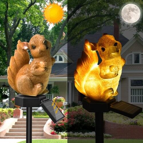 Beautiful Solar Squirrel Light Outdoor Waterproof Led Night Lights For Garden Yard Countyard Lawn Decoration Adustable Angle
