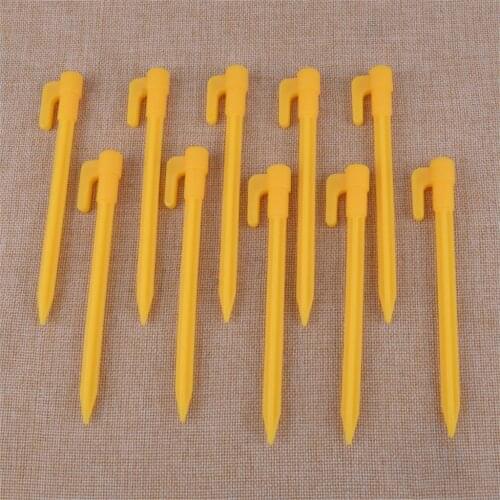 LETAOSK 10Pcs Outdoor Camping Awning Tent Stakes Pegs Pins Trip Nails Fixing Heavy Duty Tent Nail Plastic Yellow